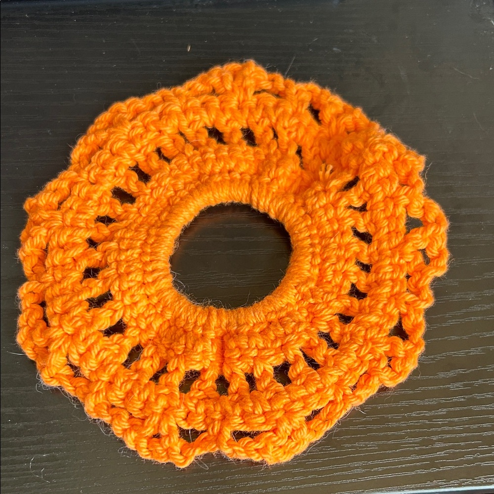 Handmade Orange Crochet Scrunchie